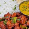 Chicken fry + Rice + Dal